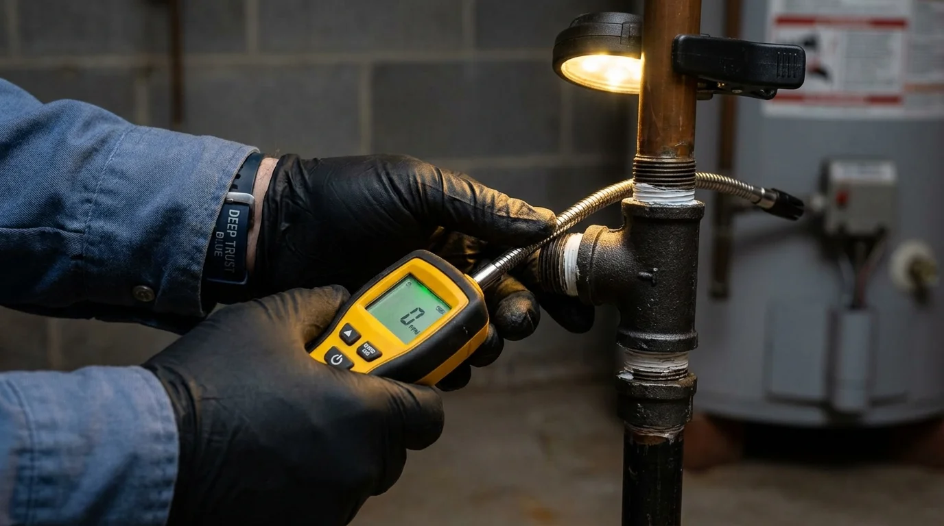 Gas leak detection with electronic sniffer by Johns Plumbing LLC in Creve Coeur